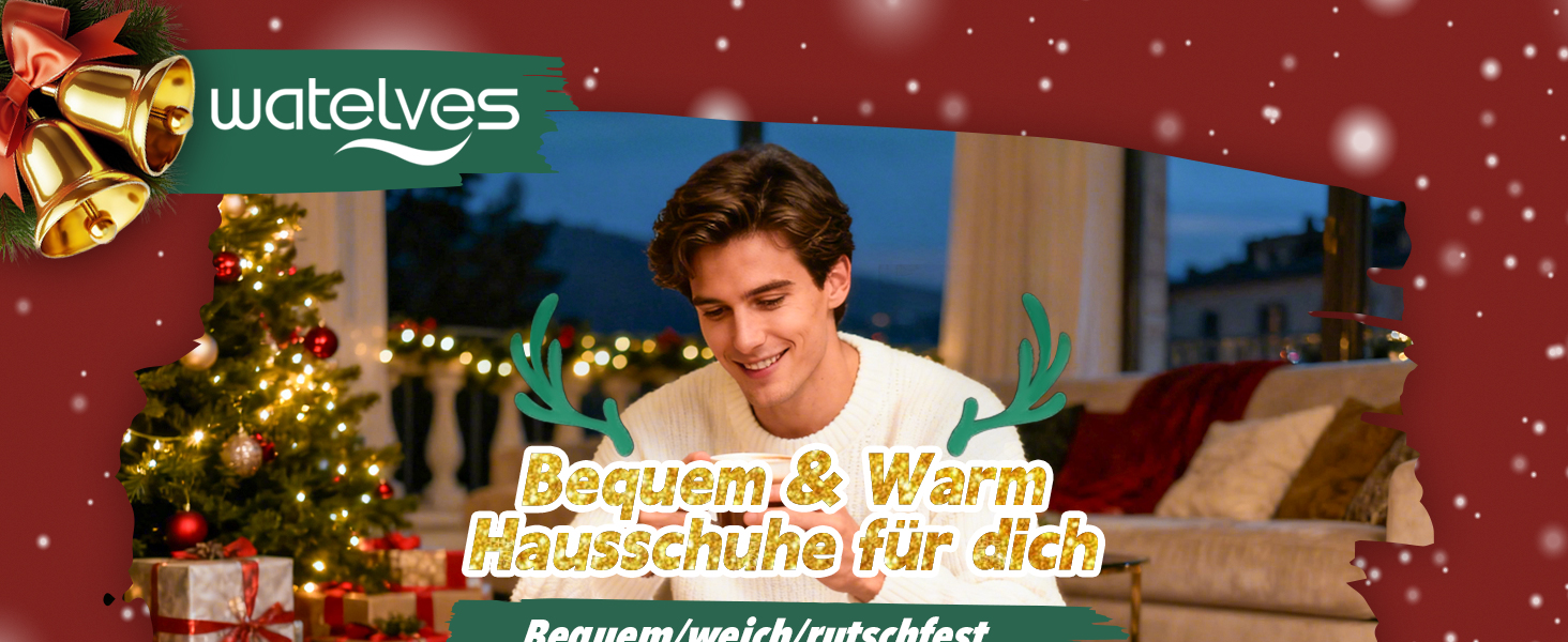 Домашні тапочки WateLves для жінок та чоловіків з піною Memory, бавовна, зелені олені, 38/39 EU