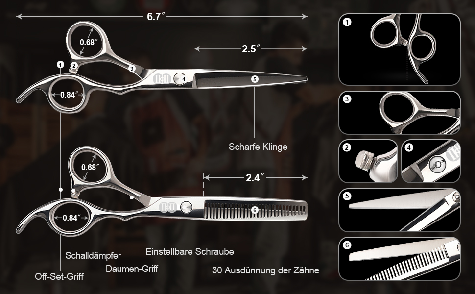 Професійний набір фенів CIICII: фен для волосся та фен для бороди (6,7 дюйми) для чоловіків, жінок та домашнього використання. Чорний та срібний