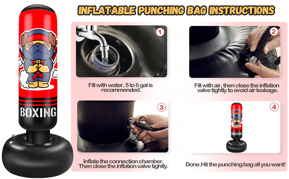 Надувний боксерський мішок для дітей Boxsack Kinder, 165 см, з боксерськими рукавичками, для карате, тхеквондо, MMA, ніндзя, подарунок для хлопчиків та дівчаток 3-12 років
