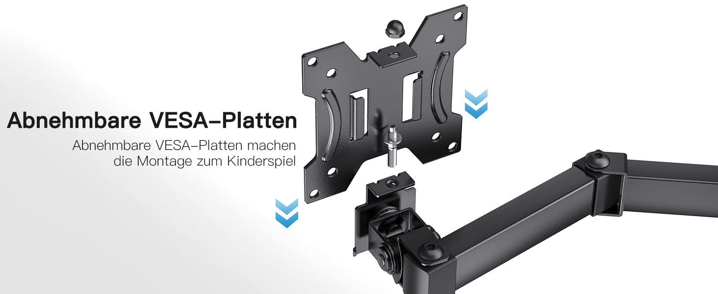 Кріплення для монітора HUANUO для 2 моніторів, 13-30 дюймів, геймерське, регулювання висоти, нахил, поворот, 10 кг/arm, VESA 75/100