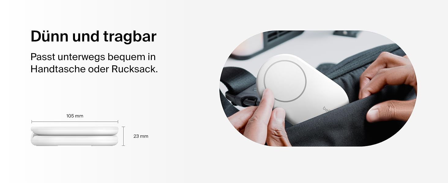 Белкін BoostCharge Магнітний складний бездротовий зарядний пристрій Qi2, 15 Вт, сумісний з MagSafe для iPhone 17, Air, 16, 15, 14, 13, 12, Pixel, з підтримкою Standy-режиму – білий