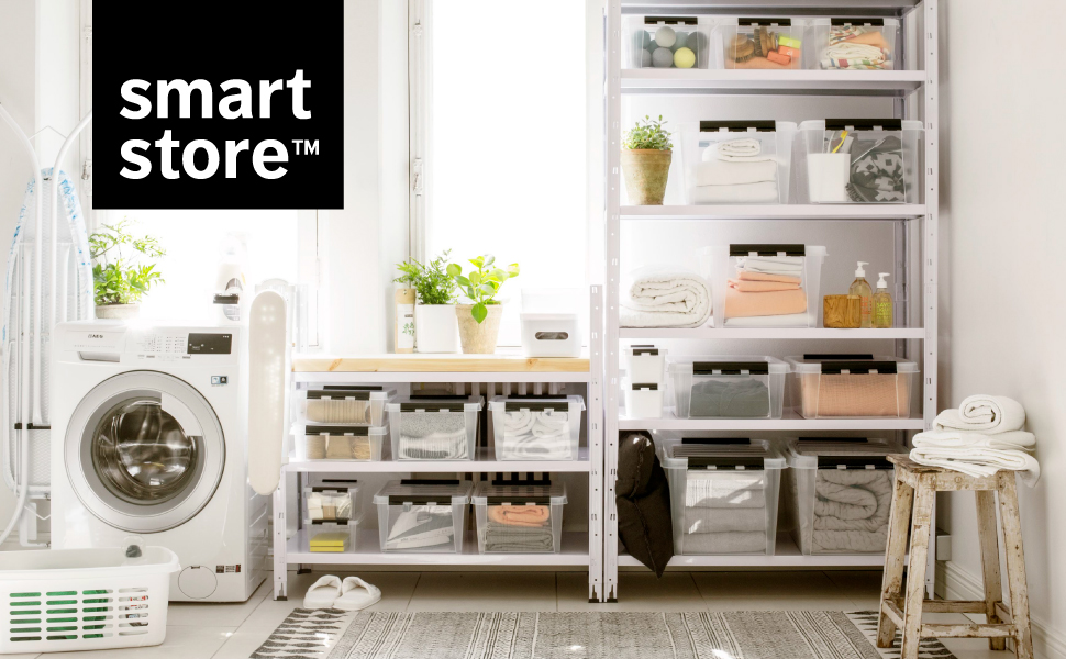 Прозора пластикова коробка SmartStore 52 л з кришкою, набір 2 шт, харчова, посилена, BPA-free, для зберігання, з кліпсами, штабельована, гарантія 10 років, 50x39x41 см