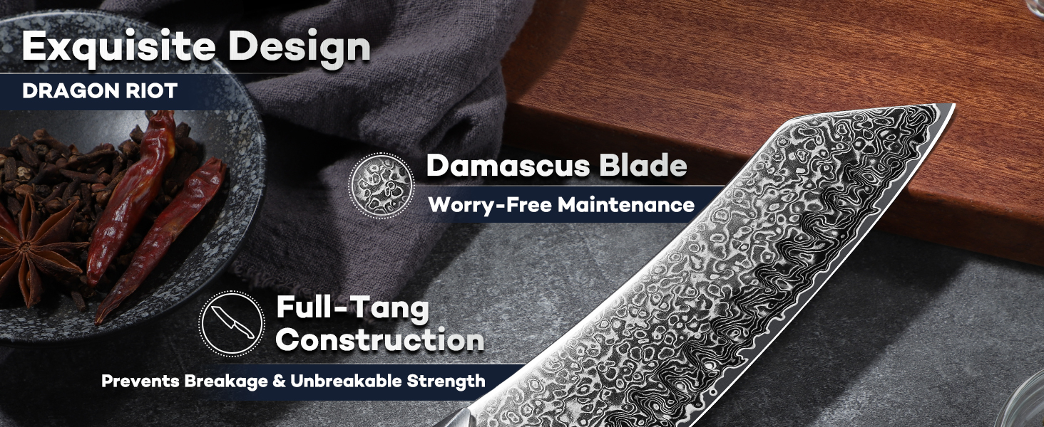 Японський ніж Dragon Riot Santoku з дамаської сталі, професійний кухонний ніж, ручної роботи, з подарунковою коробкою