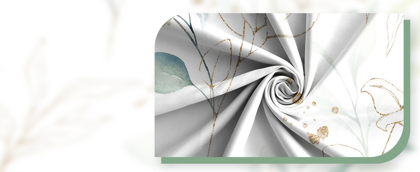 Штора для душу 120x200 см з евкаліптом, антигрибкова, акварель, водонепроникна, поліестер, з гачками для ванної кімнати