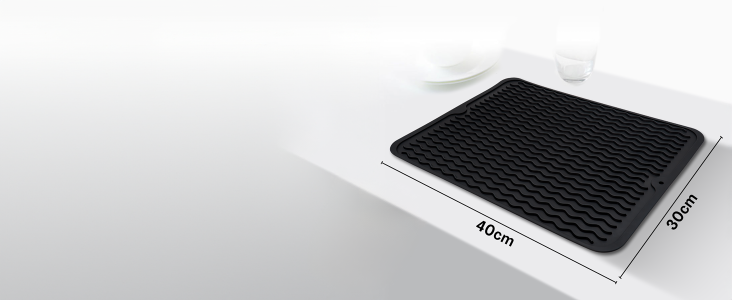 Килимок для посуду Netrox Silikon великий та малий - харчовий, легко миється, неслизький та термостійкий до 230°C - підставка для посуду, сушарка для посуду, килимок на кухонну мийку 40x30 см