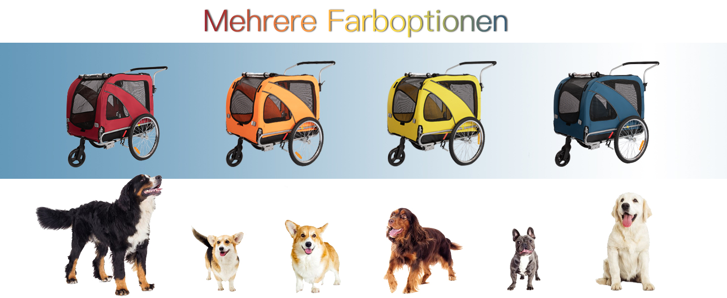 Трансформер для собак XL: велосипедний/біговий, 2-в-1, з гальмом та світловідбивачами, 600D Oxford, до 40 кг, жовтий