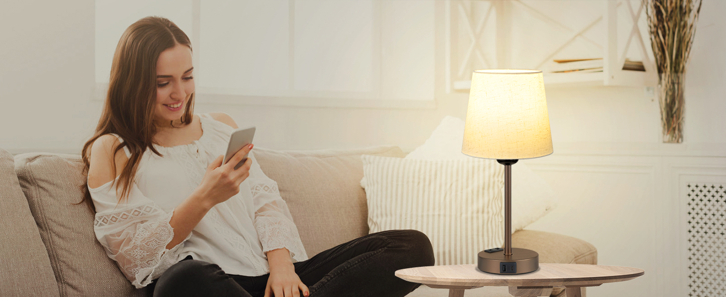 Настільна лампа Kakanuo з торшером, 2 шт., з USB-портами та диммуванням, для спальні, вітальні, дитячої кімнати, офісу