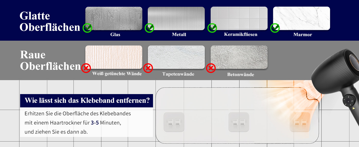 Набір душових поличок Kitsure (3 шт.) без свердління, нержавіюча сталь, чорний, великий (W 30 см)