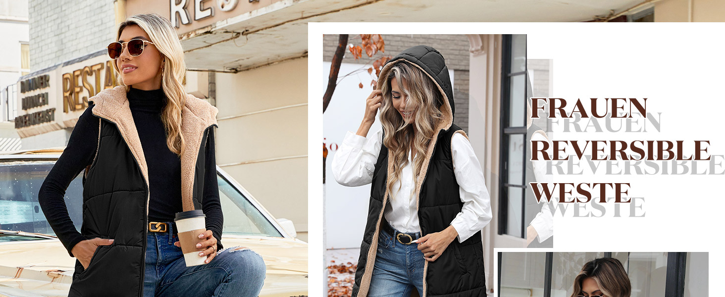 Жіноча жилетка Tuopuda з капюшоном, степкова, з флісовою підкладкою, тепла зимова куртка, безрукавка, термо-жилетка, на блискавці, чорна, розмір S