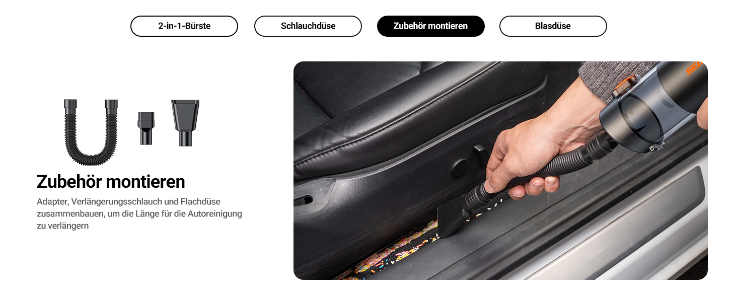 Акумуляторний пилосос SEALIGHT Handstaubsauger 32000 Pa безщітковий, міні-пилосос 4-в-1 з контейнером для пилу та чохлом для зберігання