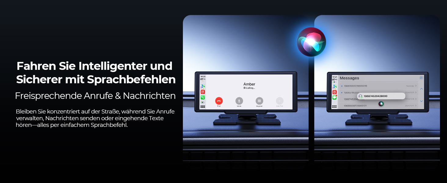Krunia 8.1'' Бездротовий портативний CarPlay-екран 60FPS для Apple CarPlay та Android Auto з OTA-оновленнями, камерою заднього виду, Mirror Link, Bluetooth, голосовим керуванням та GPS-навігацією