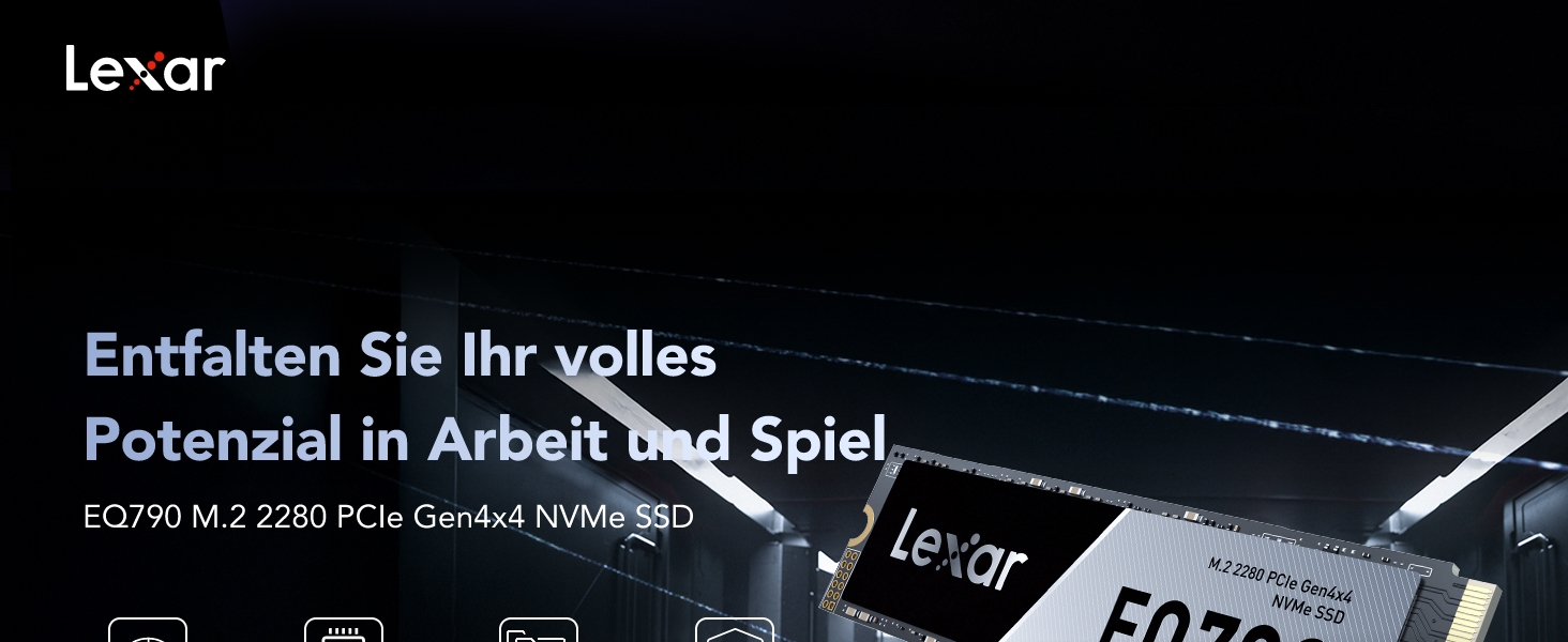 Lexar EQ790 2TB SSD M.2 PCIe Gen4x4 NVMe 1.4 - Внутрішній SSD для PS5 та ПК, 7000 МБ/с (читання), 5000 МБ/с (запис)