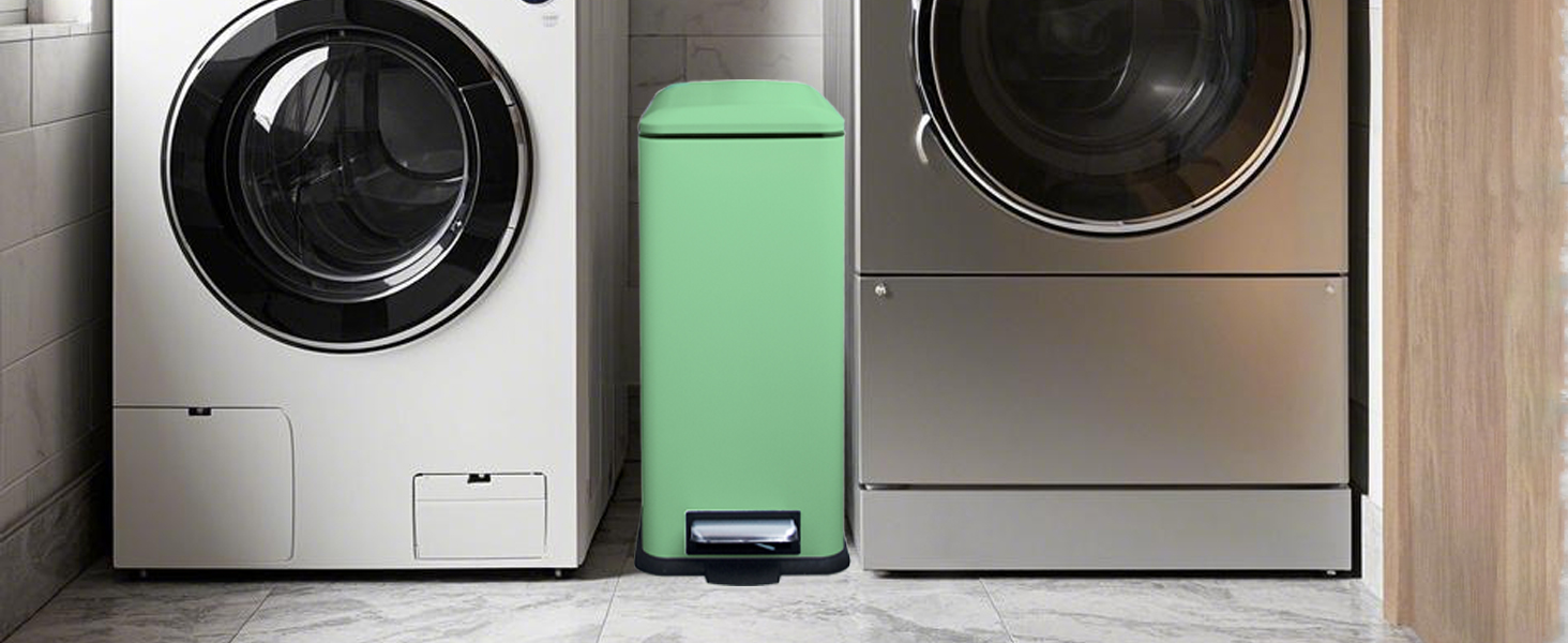 Відро для сміття кухонне 30 літрів з м'яким закриттям, зелене, з педаллю