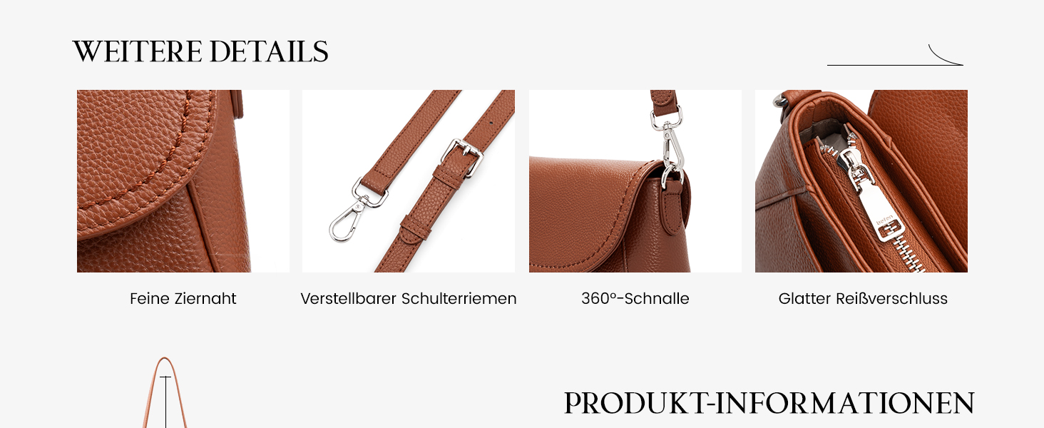 Сумка жіноча через плече Befen зі шкіри, середнього розміру, RFID-захист, коричнева. Кросбоді, сумка на плече