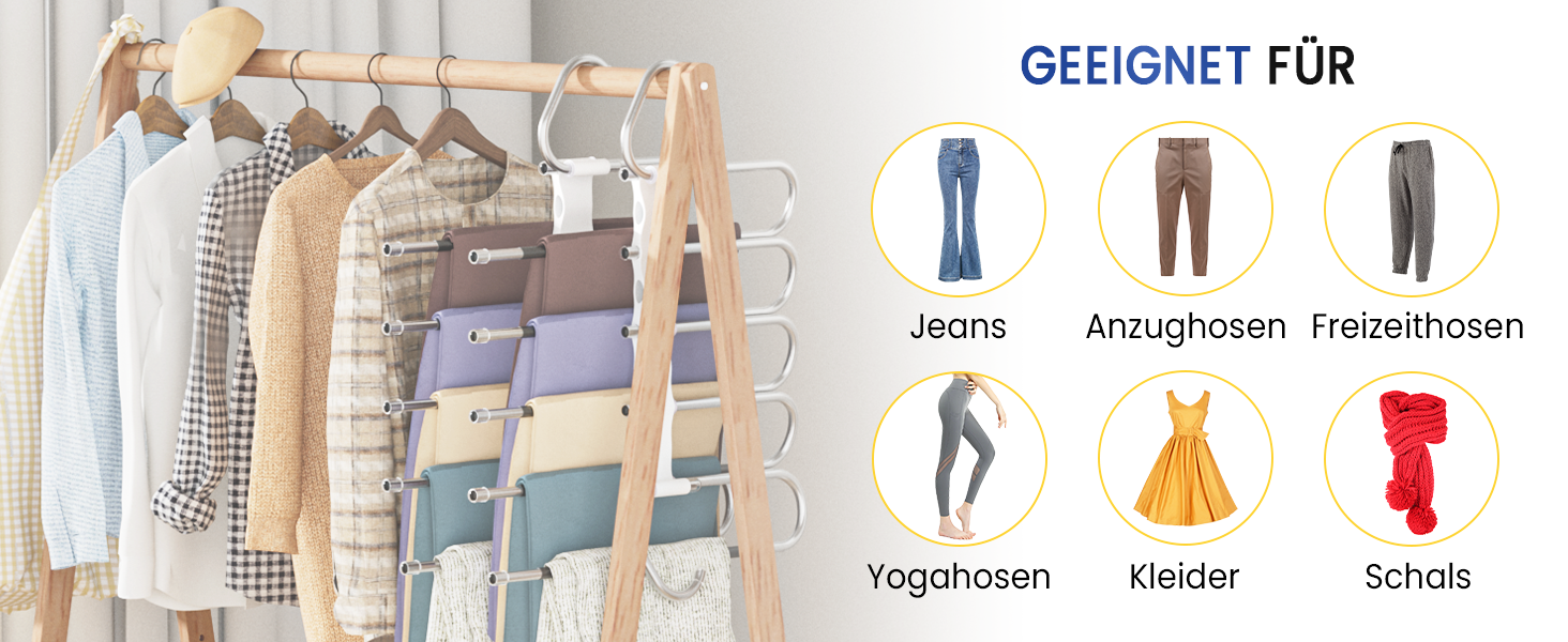 Фальшбугель для штанів DAMITA - 2 шт. (білий) - фальшбугель, органайзер для шафи, штани, джинси, спідниці, шарфи, для жінок та чоловіків