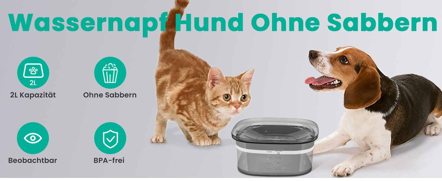 Миска для собак PETTOM 2L, проти проливання, чорна