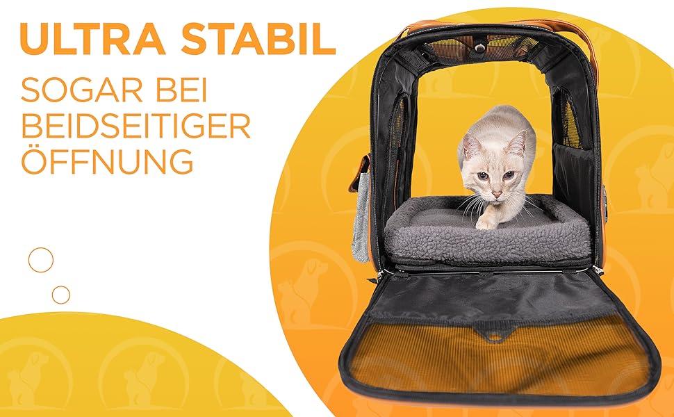 Транспортна переноска для кота Transportbox Katze - Складана та миюча переноска для котів - Сумка для подорожей та транспортування котів - З надійною фіксацією та комфортом - Сіра, розмір M (44x43x32 см)