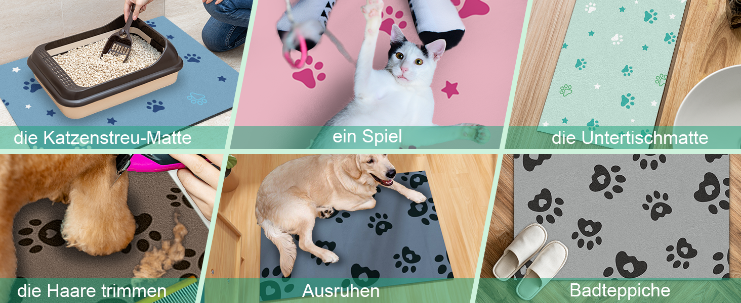 Килимок під годівницю для собак BLESWIN, 30x50 см, водопоглинаючий, антиковзний, для цуценят, зелений зірка