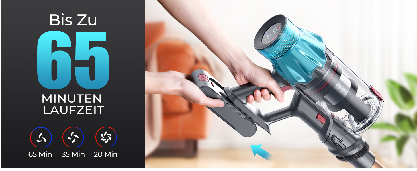 Бездротовий акумуляторний пилосос Fieety 8-в-1, 50kPa, 600W, 65 хв, 1.6л, без мішка, з антизаплутуванням волосся, насадка для диванів, станція зарядки, для шерсті тварин, килимів, твердих поверхонь, авто