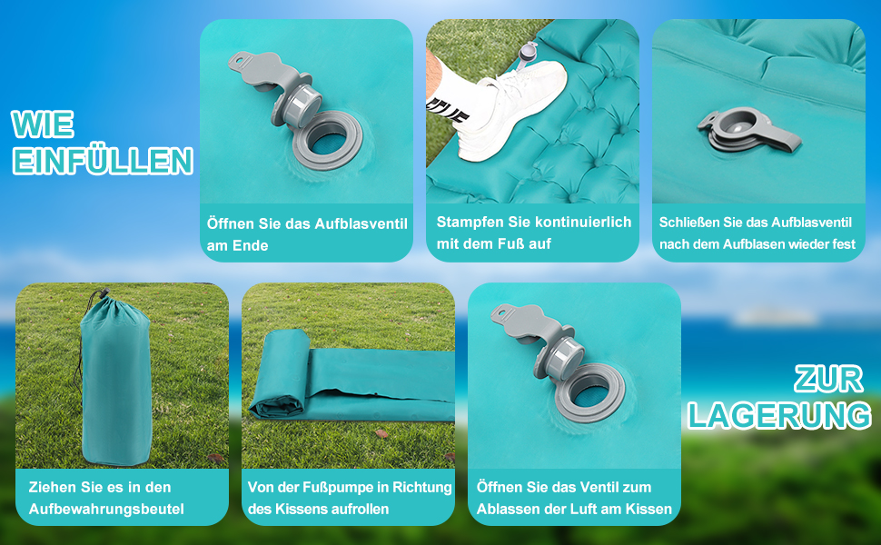 Надувна ізомат для кемпінгу DeeprBling Isomatte з самонадуванням та помпою, 200x70x10 см