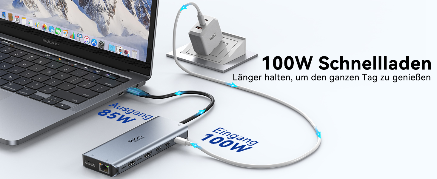 Док-станція USB-C з підтримкою 2 моніторів, 4K HDMI, DisplayPort, USB3.1, RJ45, 100W PD, кардридер, аудіо/мікрофон, для ноутбуків Dell HP (сірий)