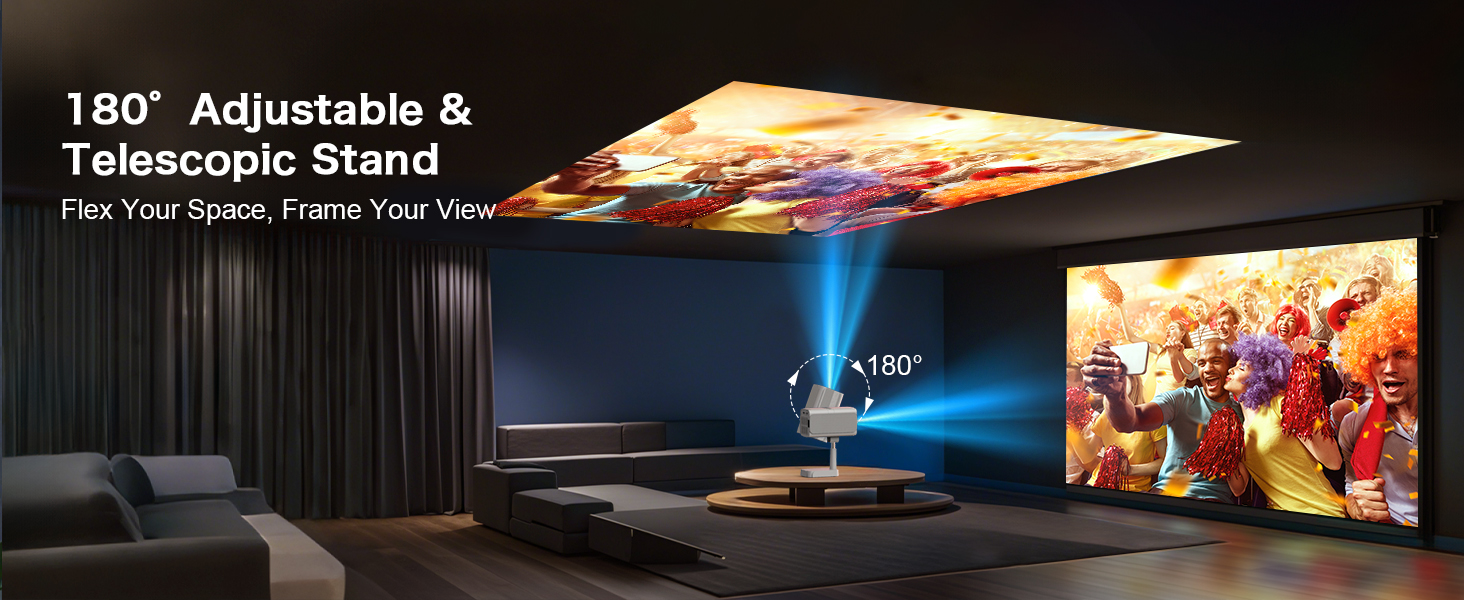 Smart Beamer Puxinat з Android TV, WiFi 6, Bluetooth 5.2: Міні проектор 1080P з авто-корекцією трапецеїдальних спотворень, регульованою підставкою та підтримкою YouTube, Netflix, Hulu