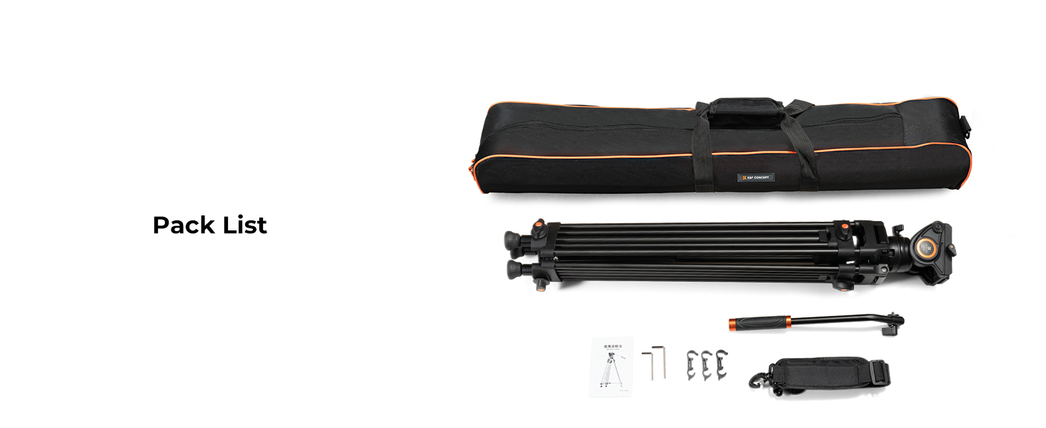 Штатив для камери K&F CONCEPT VA18+ VH081: професійний відеоштатив з поворотним кріпленням, 184 см, для DSLR та відеокамер