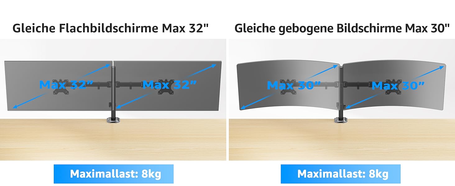 Кріплення для монітора MOUNTUP Dual - для 2 моніторів 13-32 дюйми, регульоване, настільне, VESA 75/100mm