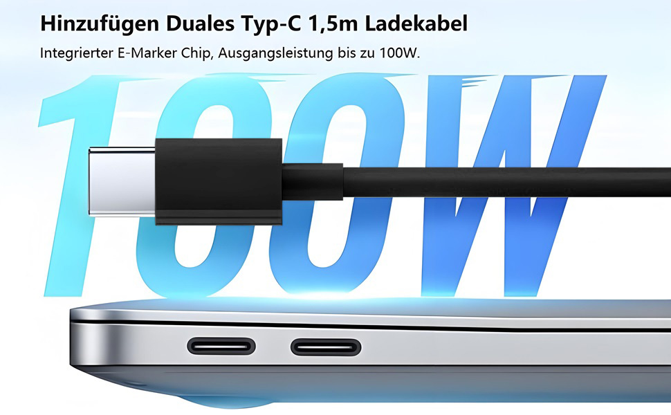 Зарядний пристрій USB C 220W, 6 портів GaN III, швидка зарядка PD + QC для iPhone, Samsung, iPad, MacBook Pro, Dell – Чорний + Кабель USB C 100W 1.5м