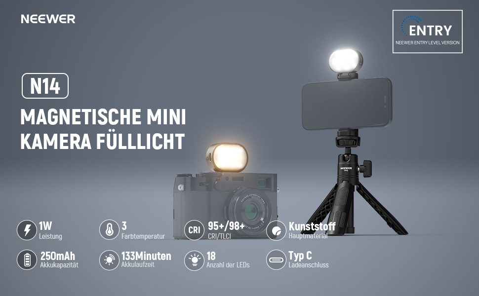 NEEWER RGB LED панель для відеозйомки, 8W, 2700K–7500K, портативна, з регулюванням кольору, CRI 97, 4000mAh, металева, для DSLR, стрімінгу, відеозйомки