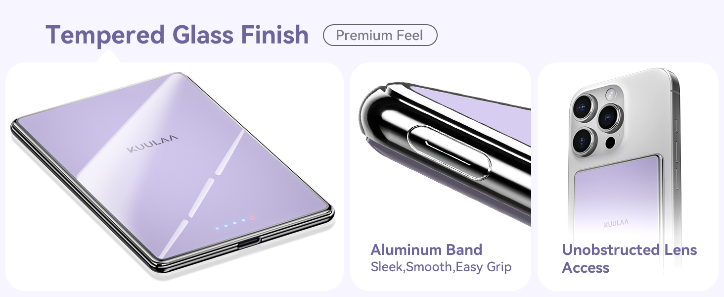 PowerBank Kuulaa Ultra Slim 5000 mAh з MagSafe, Type-C 20W, Швидка зарядка, 7.2 мм, для iPhone 16/15/14/13/12 (фіолетовий)