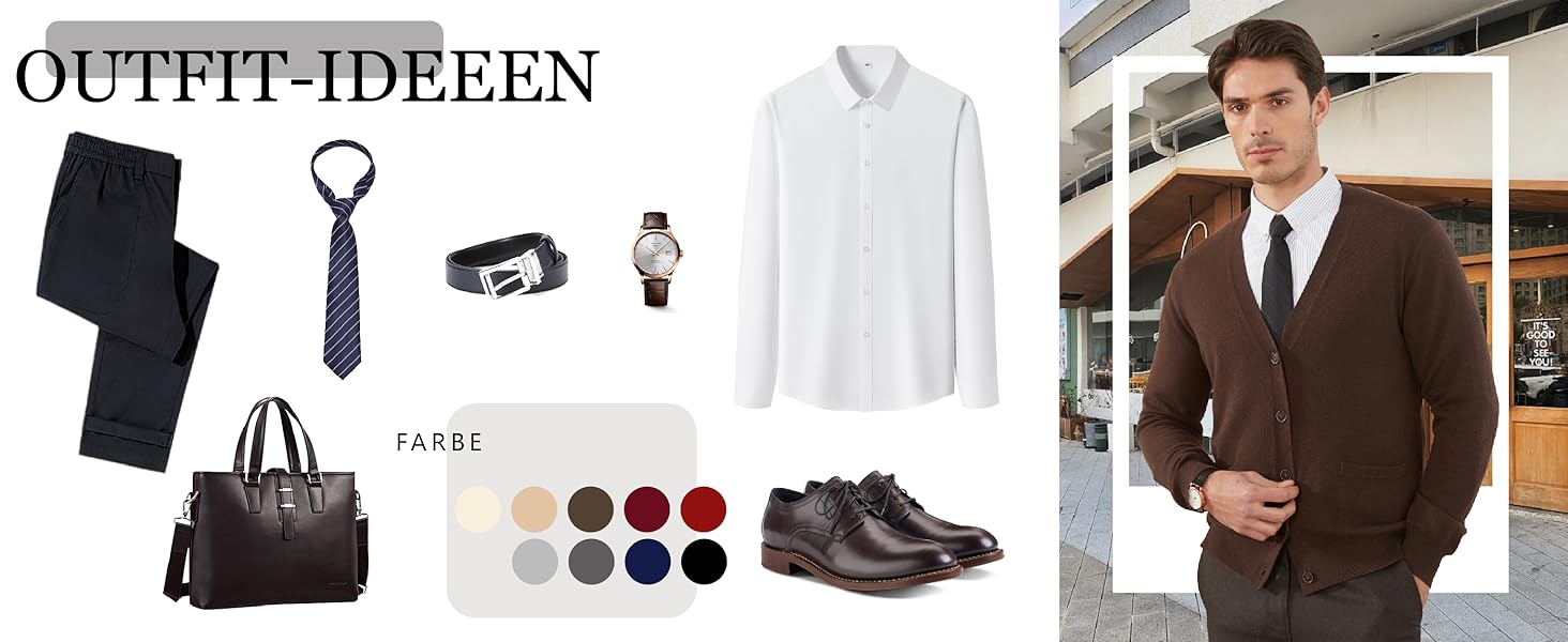 Чоловічий кардиган Kaspin з вовняної суміші, V-подібний виріз, ґудзики та кишені (колір кава, розмір S)