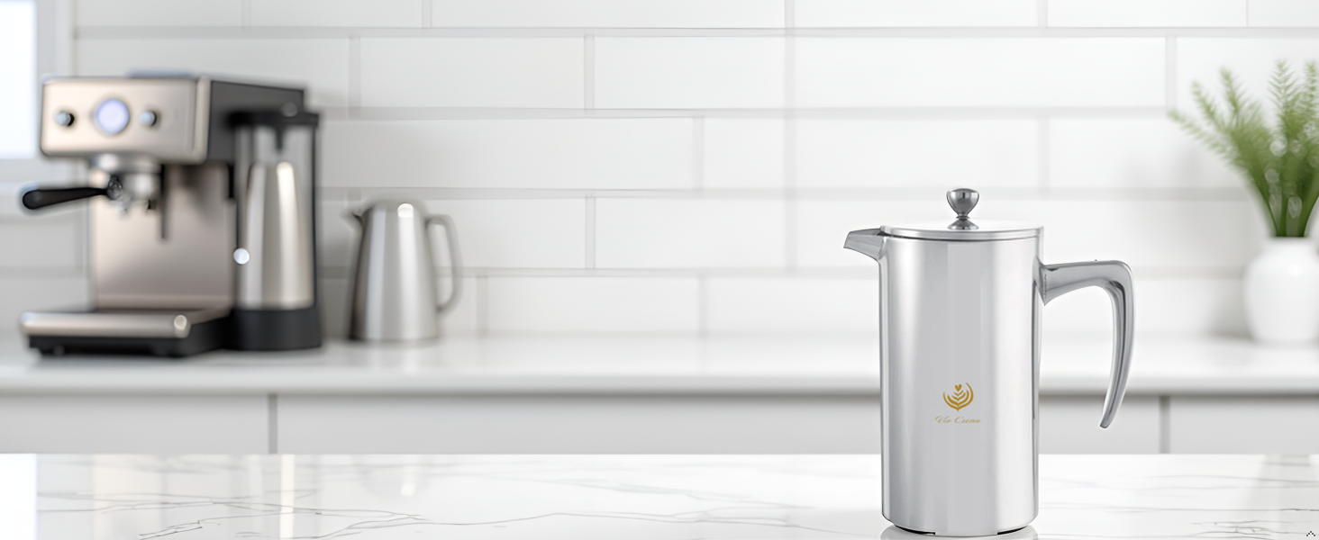 Френч-прес VIA CREMA зі скла та нержавіючої сталі, 800/1000 мл