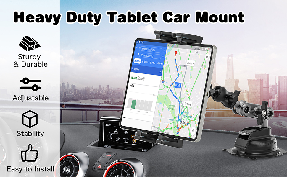 Утримувач для планшету в авто: універсальна підставка для iPad, iPhone, Samsung, 4.7-12.9'