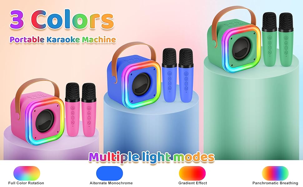 Караоке машина Spinosaurus для дітей з 2 мікрофонами, Bluetooth, LED-підсвічування, для віку 3-12 років