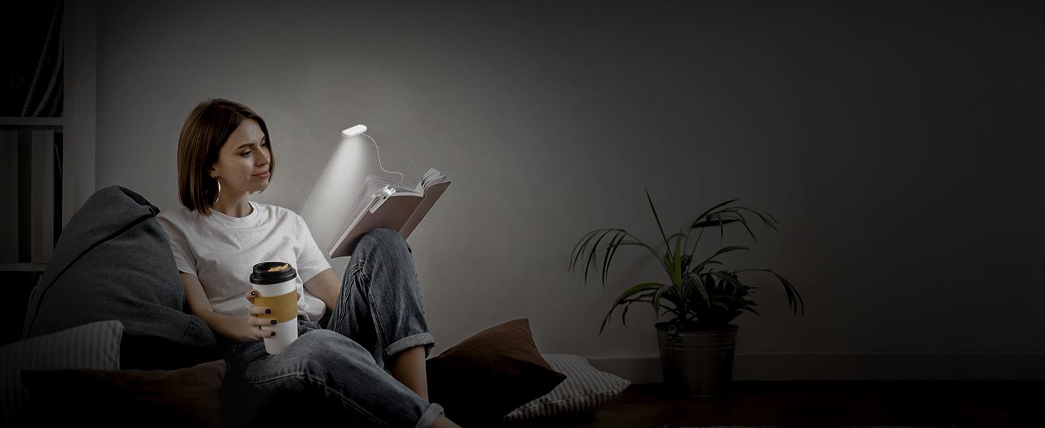 Ліхтар для читання LQWELL на шию, LED, 3 кольори/яскравість, гнучкий, акумуляторний, для читання, в'язання, рукоділля (білий, прямокутний - 3 шт)