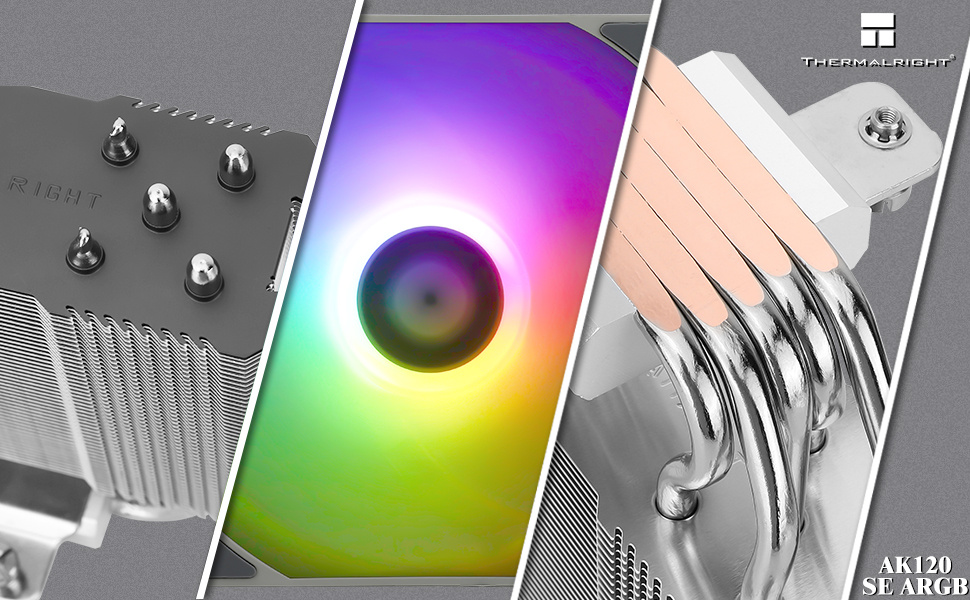 Thermalright Assassin King 120 SE ARGB - Кулер для CPU з RGB підсвічуванням, 5 heatpipes, тихий вентилятор TL-C12C-S, сумісний з AMD AM4/AM5 та Intel LGA 1700/1150/1151/1200