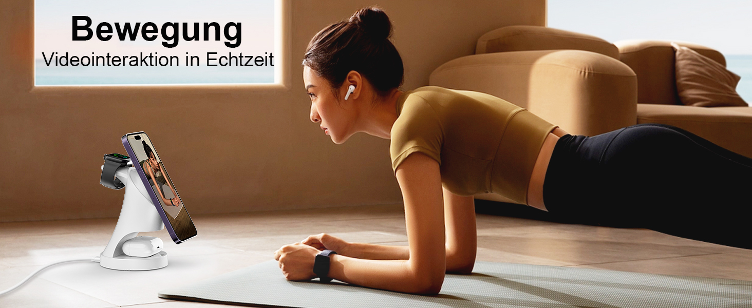 3-в-1 Зарядний пристрій MagSafe: Індукційна бездротова станція для iPhone та Apple Watch/AirPods Pro, білий