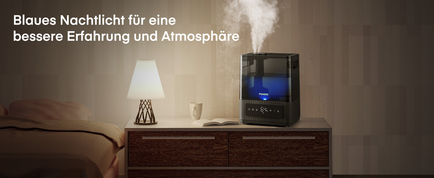 Зволожувач повітря FOHERE для спальні, 6 л, тихий, з теплим/холодним туманом, 60 годин роботи, дифузор для ефірних олій, режим сну, таймер 12 годин, нічник для дому, дитячої кімнати, рослин, немовлят та дітей