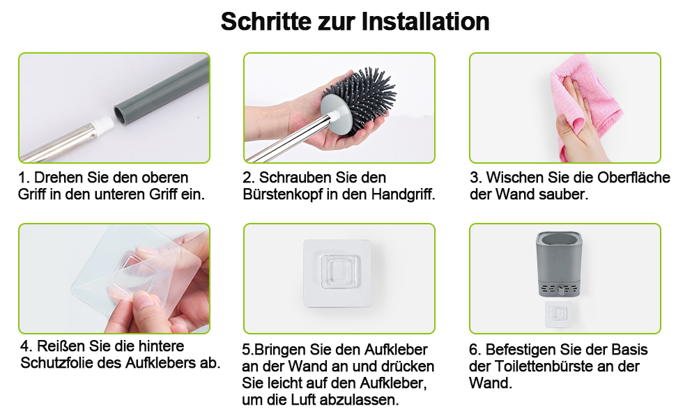 Силіконова щітка для туалету Glowbal з контейнером, швидковисихаюча, для ванної кімнати, монтаж на стіну або стоячи, білий/сірий колір