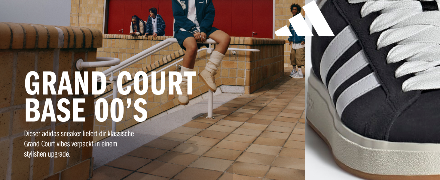 Кросівки Adidas Grand Court Base 00s Wildleder Core Black/Ftwr White/Gum, 43 1/3 EU, JQ6018