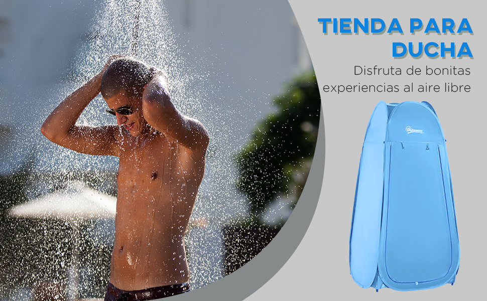 Намет для душу та туалету Outsunny, водонепроникний, для кемпінгу, 100x100x185 см, блакитний