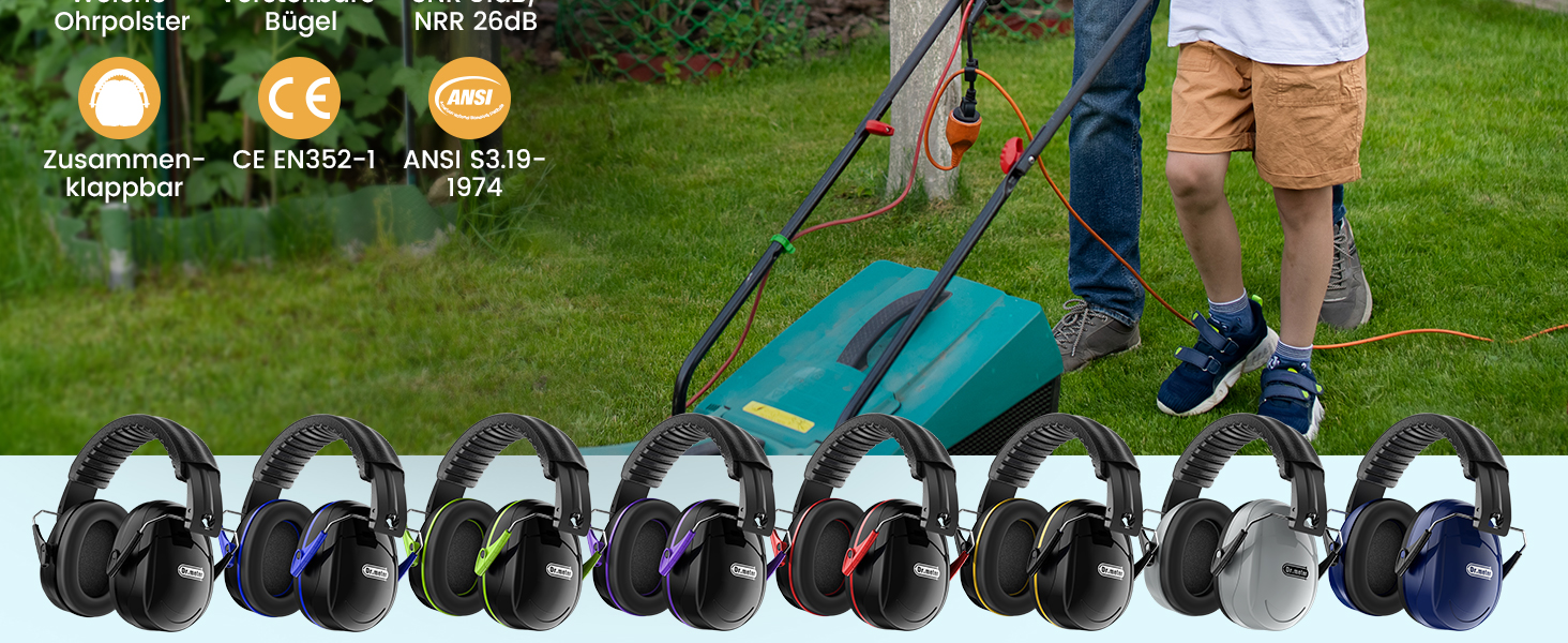 Захисні навушники Dr.meter SNR 31dB: комфортні та регульовані для дорослих, чорно-жовті