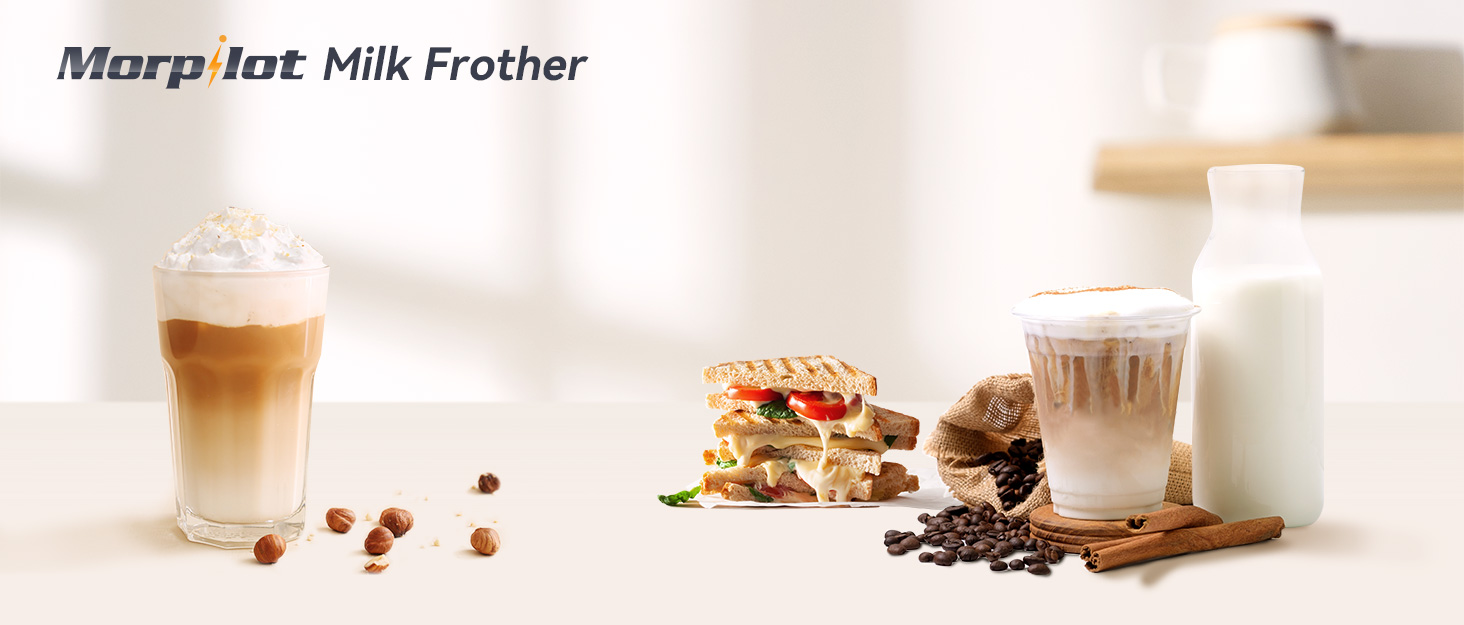 Електричний піноутворювач для молока Morpilot, 650W, нержавіюча сталь, 240мл, для гарячого та холодного молока, шоколаду, миється в посудомийній машині