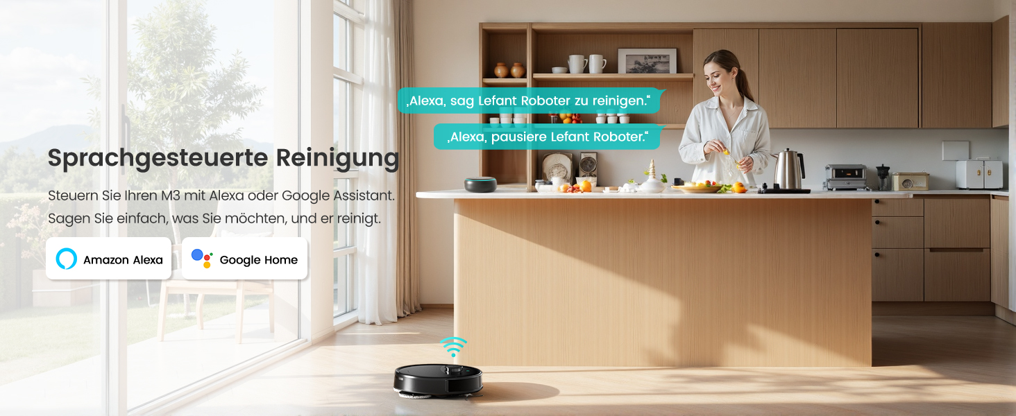 Робот-пилосос LEFANT M210P: потужність 2200Pa, Wi-Fi, Bluetooth, керування через додаток, 6 режимів, автоматична зарядка, для твердих підлог та шерсті тварин