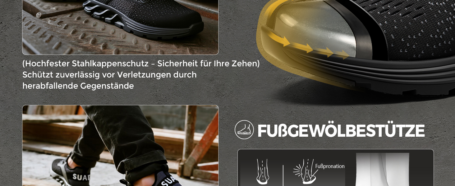 Зручні робочі черевики Suadex з металевим носком для чоловіків та жінок. Дихаючі, розміри 37-48 EU, колір червоний