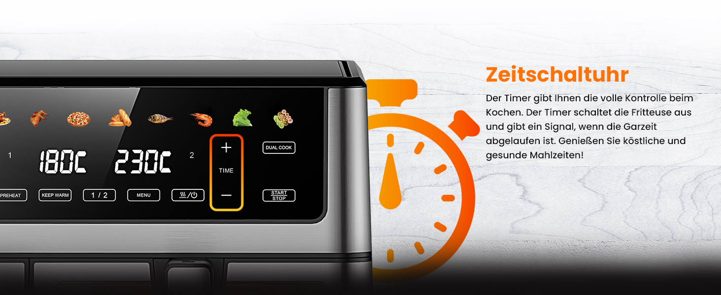 Фритюрниця Extralink 1400W з гарячим повітрям, 4.2L, 10 функцій приготування, LED-дисплей, економна, 90% менше жиру