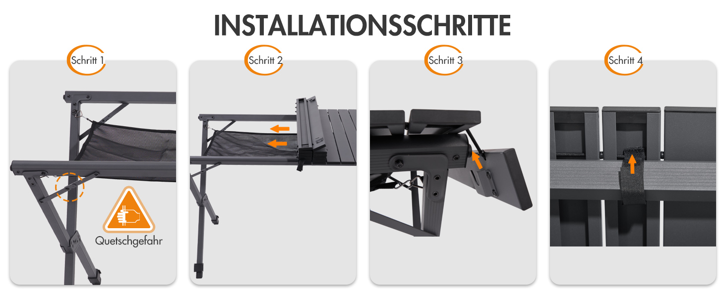 Складний кемпінговий стіл PORTAL алюмінієвий, регульована висота, 108x71 см, чорний - для пікніка, саду, подорожей