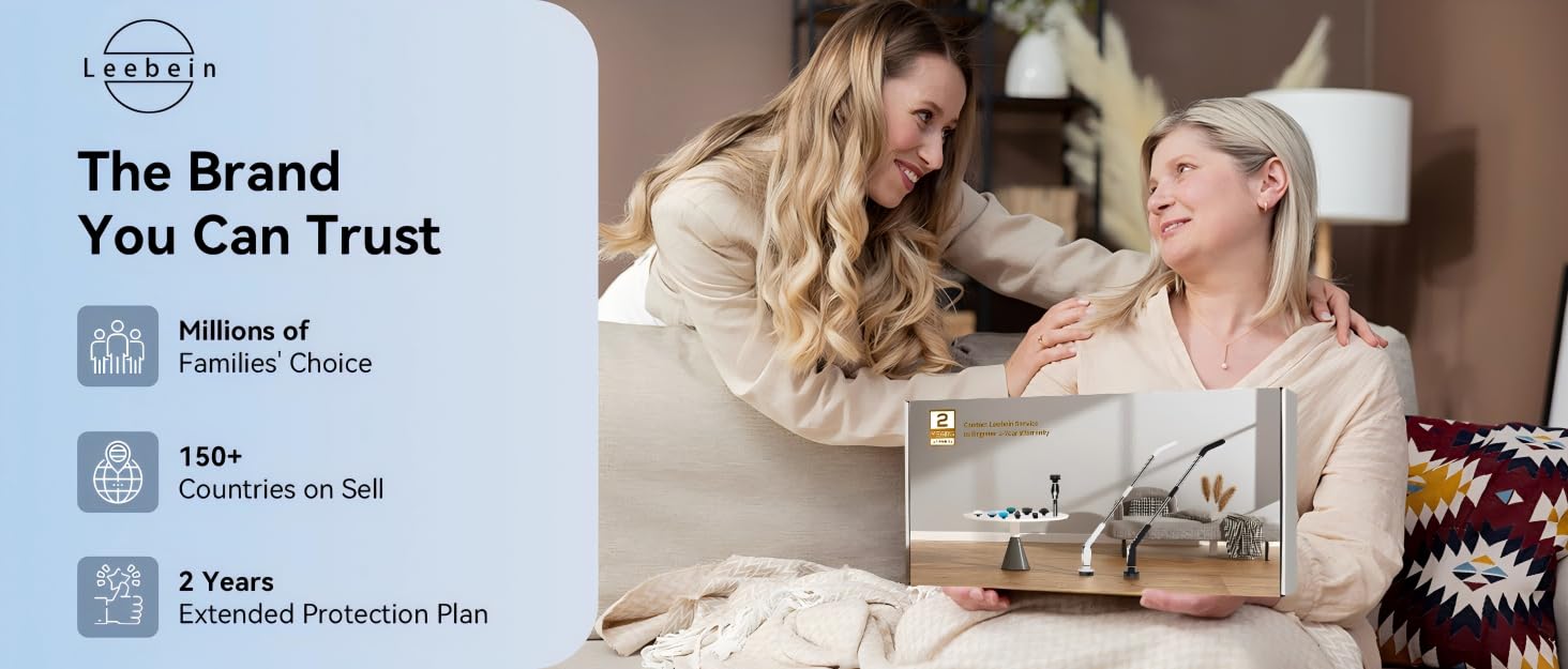 Електрична щітка для прибирання Leebein 2025 з насадкою Spin Scrubber, IPX7, 7 насадок, регульована ручка та 2 швидкості, для ванної, підлоги, кухні