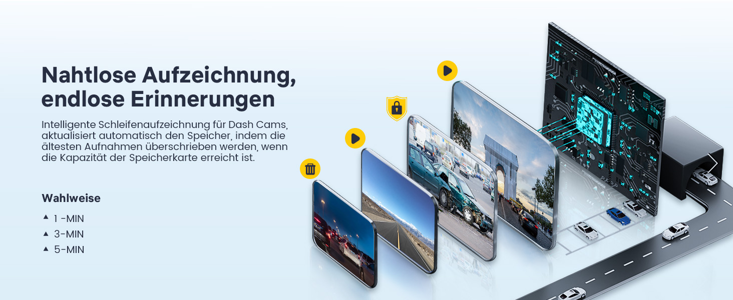 Відеореєстратор GKU Dashcam Auto: 4K/2.5K, GPS, Wi-Fi, Dual, 64GB, Паркування, WDR, 170° Кут огляду, G-сенсор, Loop, Макс. 256GB, Чорний